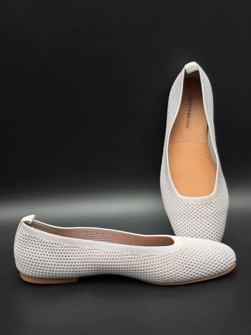 Lucky Brand Daneric Gray Slip on Ballet Flats Casual Knit Shoes Women's 8.5M